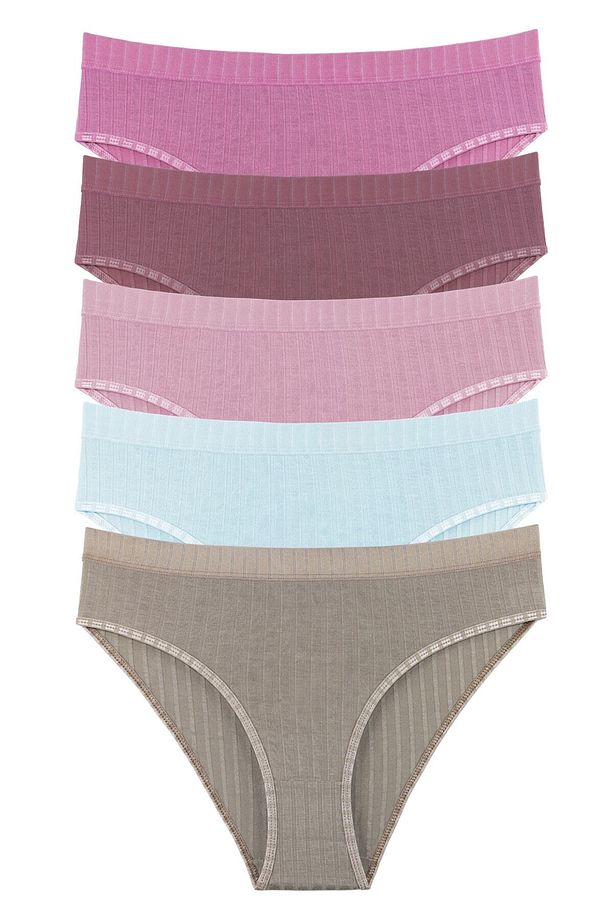 Kadın Fitilli Soft Renkler 5'li Slip Külot Set - Kts3053 - 3