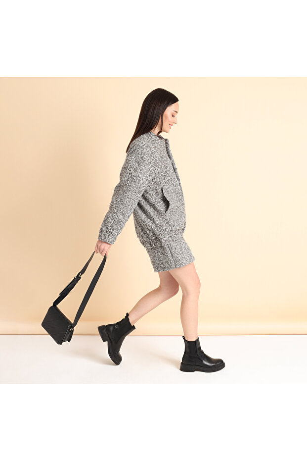 Gri Kaşe Şortlu Etek - 2