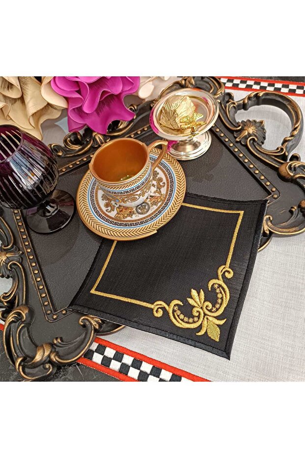 Mihrimah Model 6-Piece Presentation and Cocktail Napkin Black Color