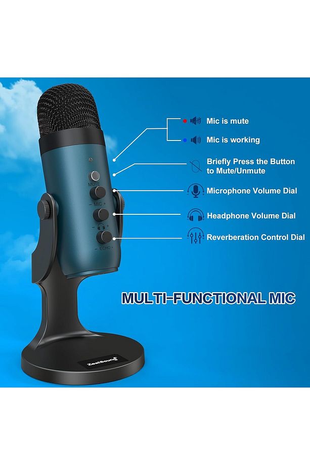 K66 Gold USB Mikrofon: Podcast, Oyun, Akış - Gürültü Önleme, Sessiz Mod, Mac ve Windows Uyumlu - 5