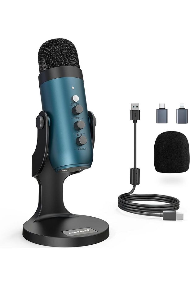 K66 Gold USB Mikrofon: Podcast, Oyun, Akış - Gürültü Önleme, Sessiz Mod, Mac ve Windows Uyumlu - 1