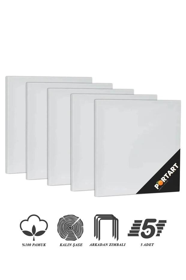 PORTART Tuval %100 Pamuk 15x15 Cm 5'li Paket