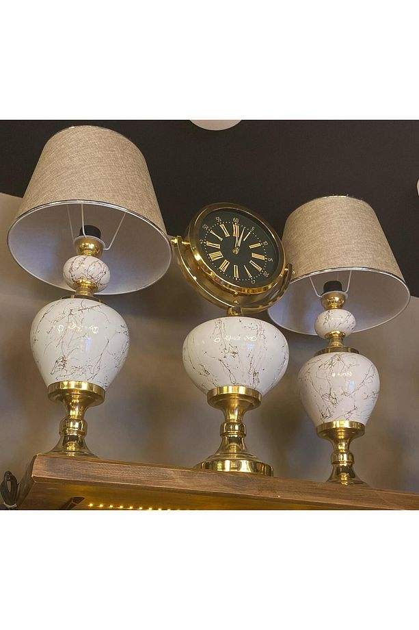 3 LÜ Seramik Lambader Saat Salon Set - 1
