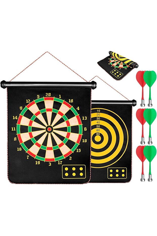 Manyetik Mıknatıslı Katlanır Dart Seti Küçük Boy Çift Taraflı Bez Manyetik Dart Uçu Güçlü Mıknatıs - 3