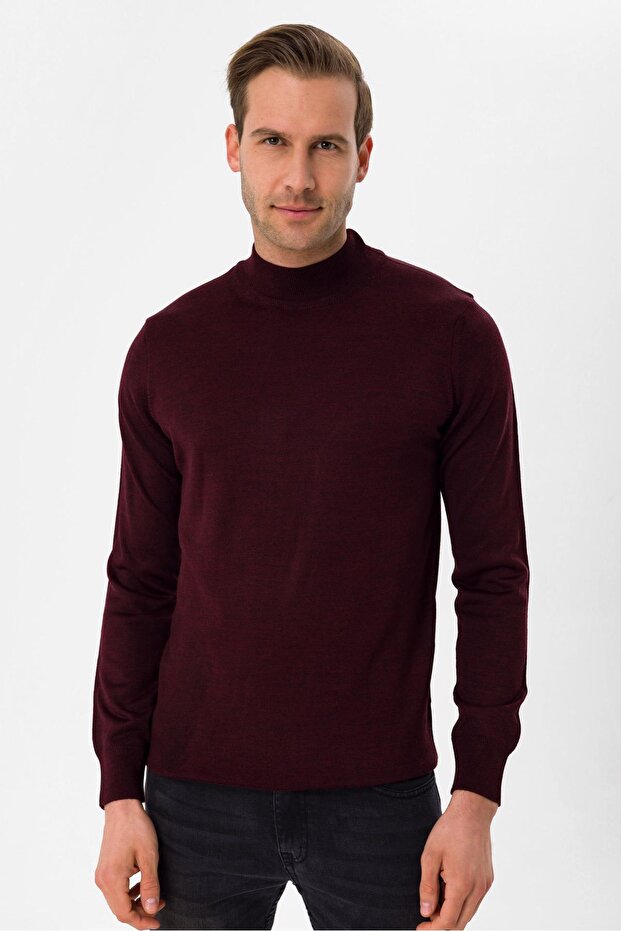 Yarım Balıkçı Yaka Regular Düz Triko - 3