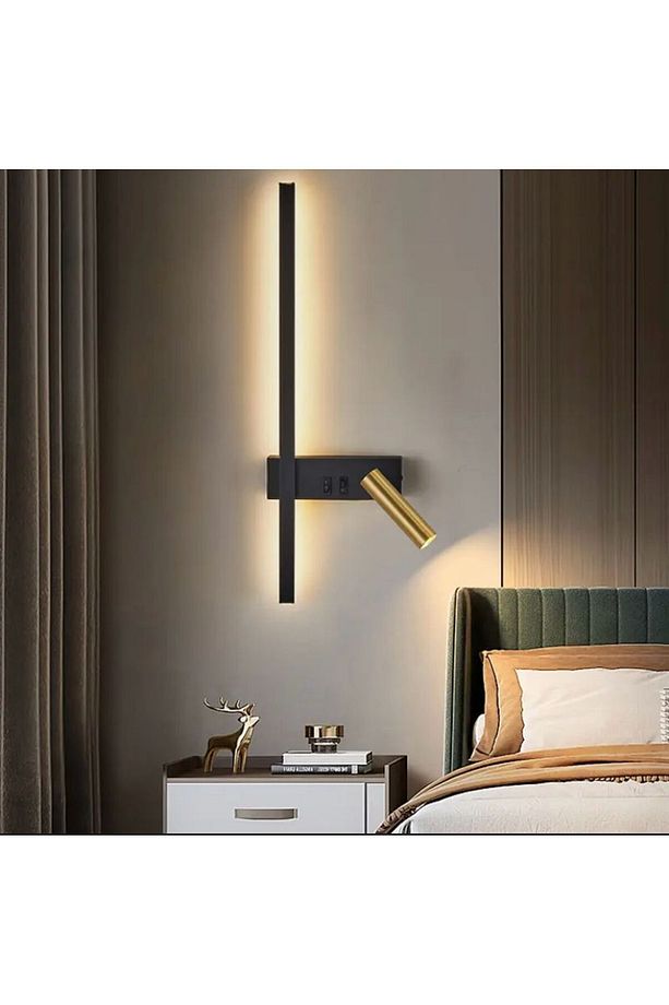 Kılıç Aplik,spotlu,okumalamba,dekoratif Duvar Aydınlatma,modern Avize 70 Cm Siyah-3000K - 1