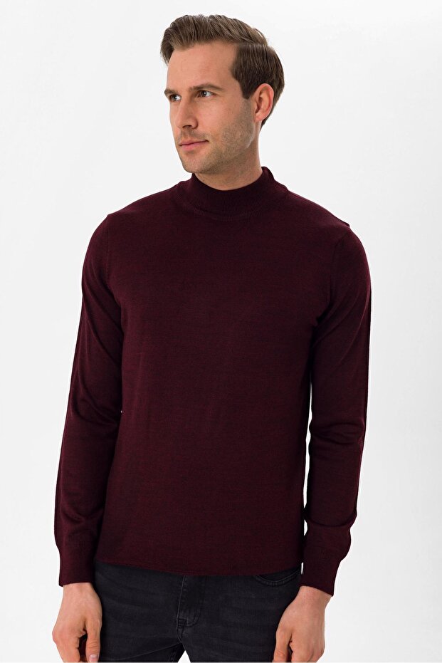 Yarım Balıkçı Yaka Regular Düz Triko - 2