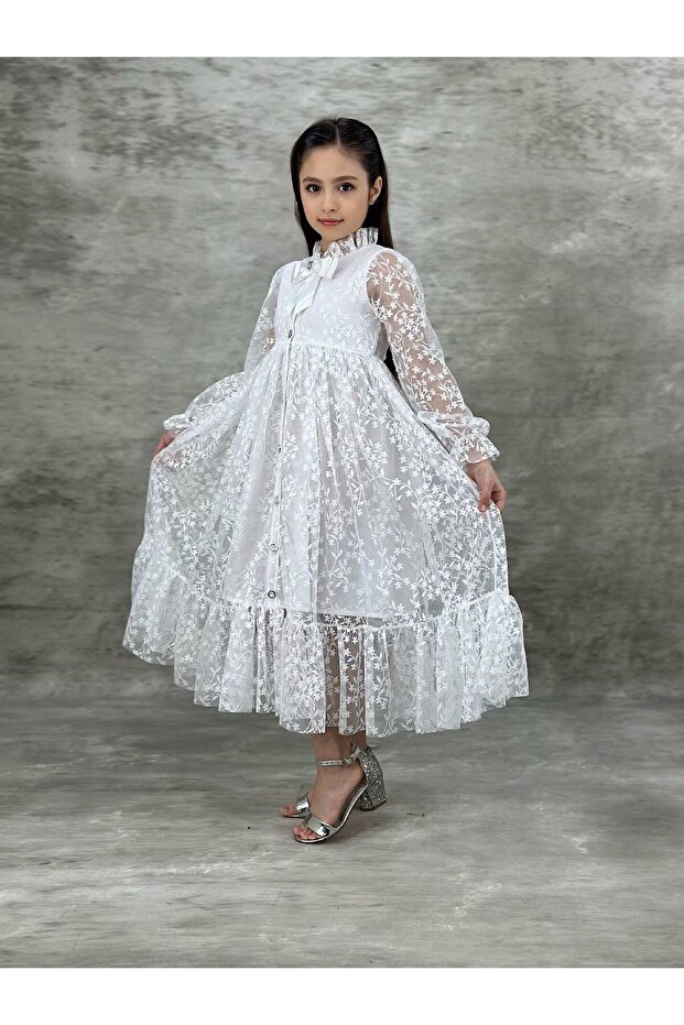 uzun dantel elbise - 2