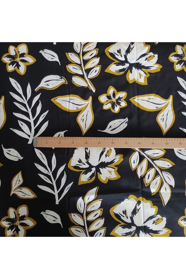 duck linen cotton piece fabric 120cmX140cm rose9 color: black - ecru - yellow