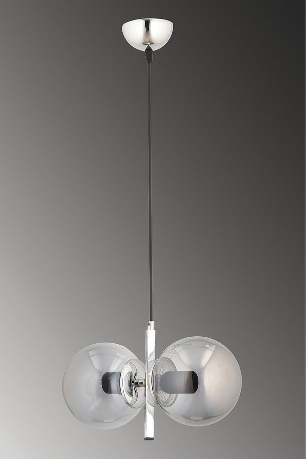 ÇAKRA 2'Lİ FÜME CAMLI KROM SARKIT MODERN AVİZE - 2
