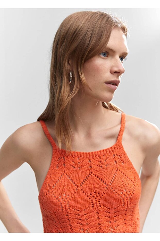 Halter Yaka Triko Elbise - 6