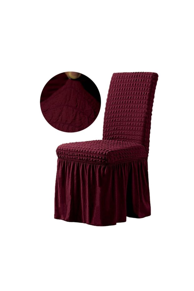 Bürümcük Chair Cover 1 Piece Washable Chair Cover with Skirts Frilly Burumcuk Claret Red Cover