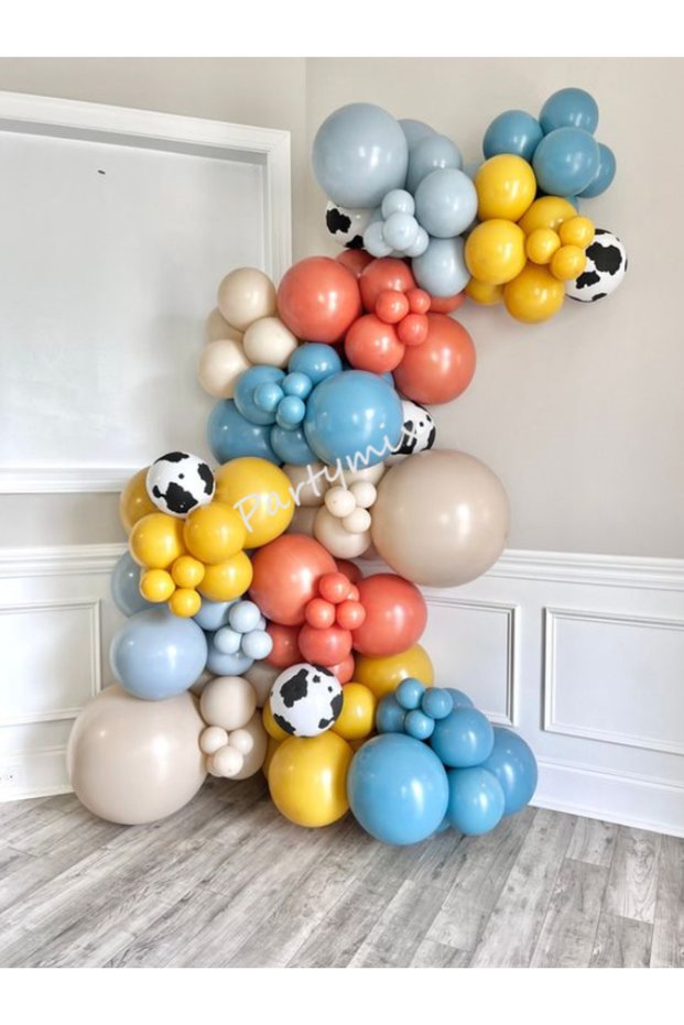 Farm Birthday Concept 100 Balloon Set Safari Balloon Cow Themed Birthday