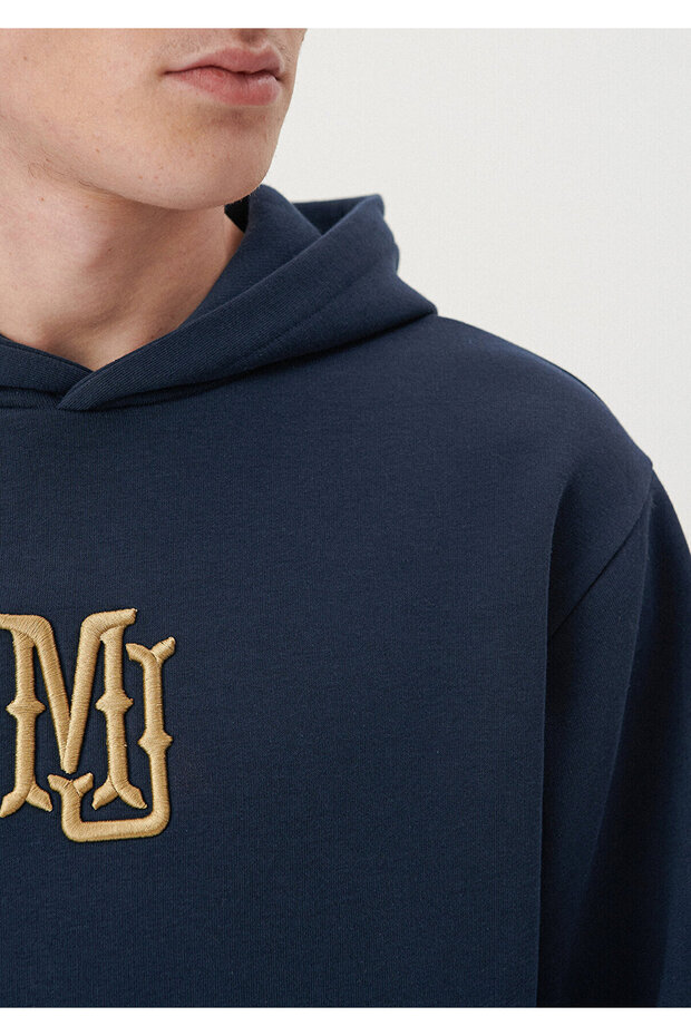 MJ Nakışlı Kapüşonlu Lacivert Sweatshirt 0S10131-70490 - 5