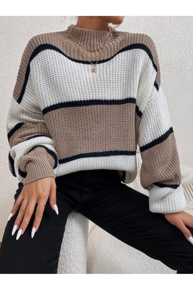 Γυναικείο ριγέ πουλόβερ Dier Moda Oversize