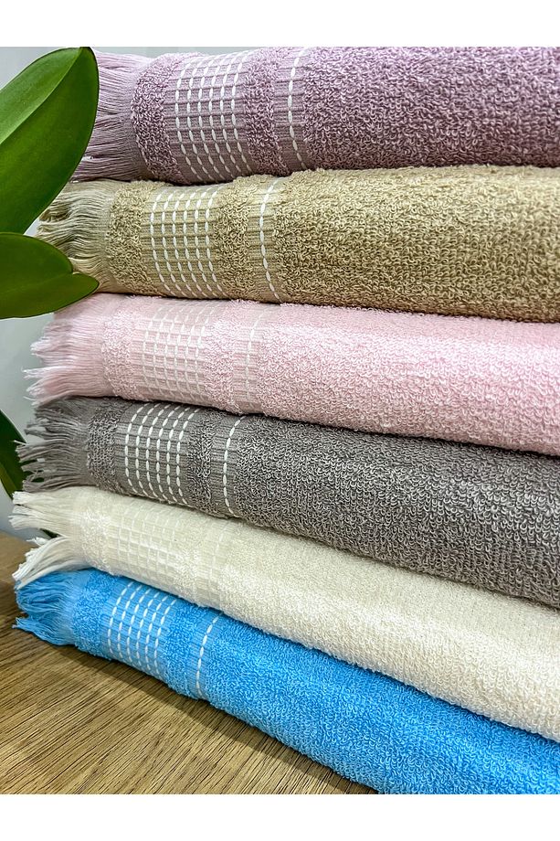 6 Lı Sacaklı 40x80 Cm Jakarlı %100 Pamuk El Ve Yüz Havlu Seti - 3