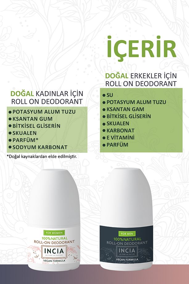 %100 Doğal Roll On Deodorant Kadın Erkek Ter Kokusu Önleyici Lekesiz 50 ml 2'li Set - 4