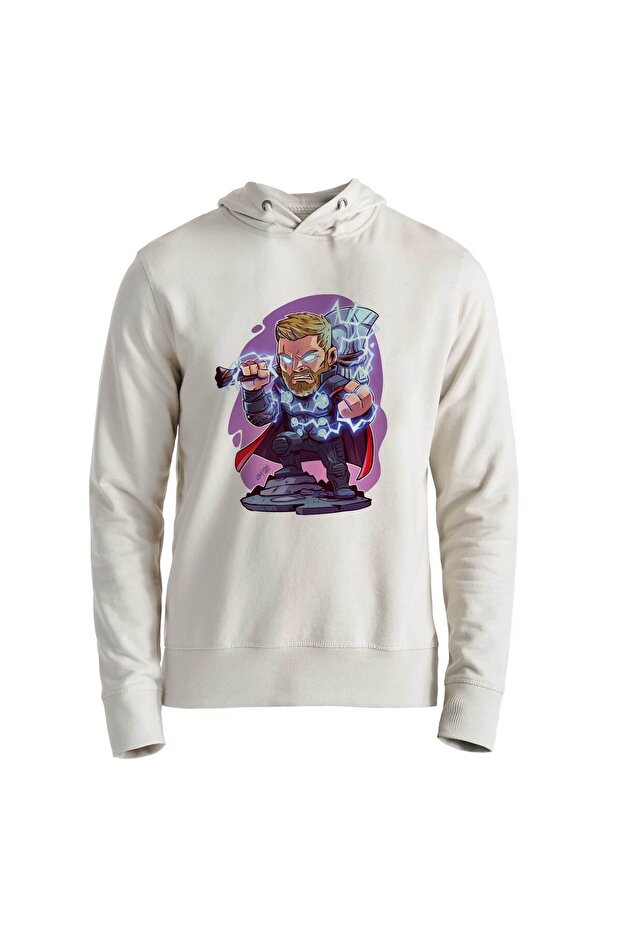 Thor Mjolnir Hammer Digital Printed Ecru Kids Sweatshirt