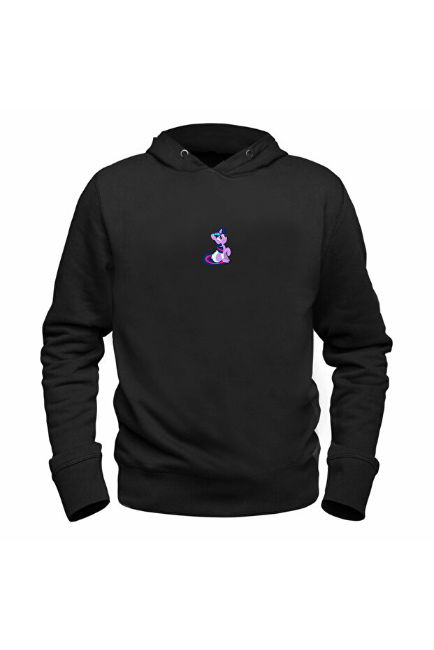 Animal Unicorn Printed Children's Black Sweatshirt