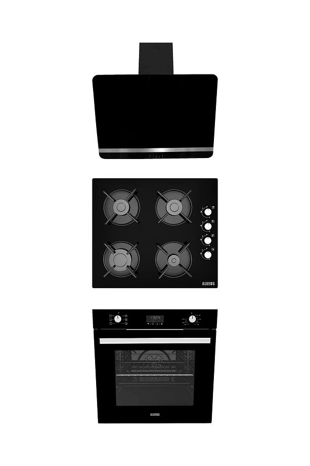 NEW 627 SİYAH CAM 3'LÜ ANKASTRE SET [BİNDESİT-GLS640-MFA627] - 1