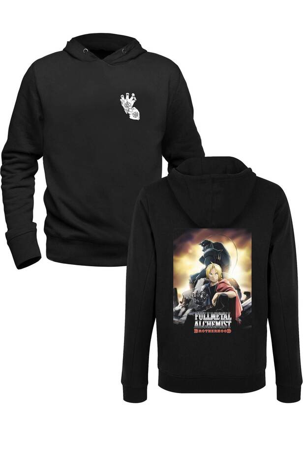 Fullmetal Alchemist Picture Printed Black Front Back Children's Printed Sweatshirt