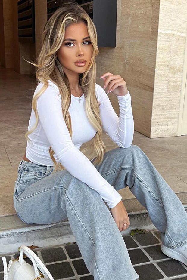 Beyaz Basic Slim Kadın Body MG1994 - 7