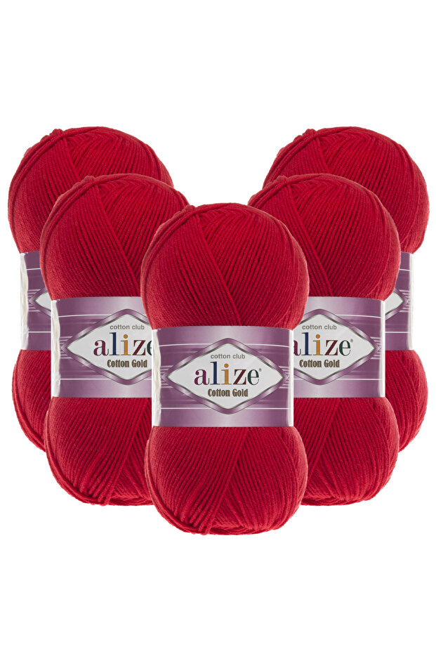 Cotton Gold 5 Pack 056 Red Hand Knitting Yarn