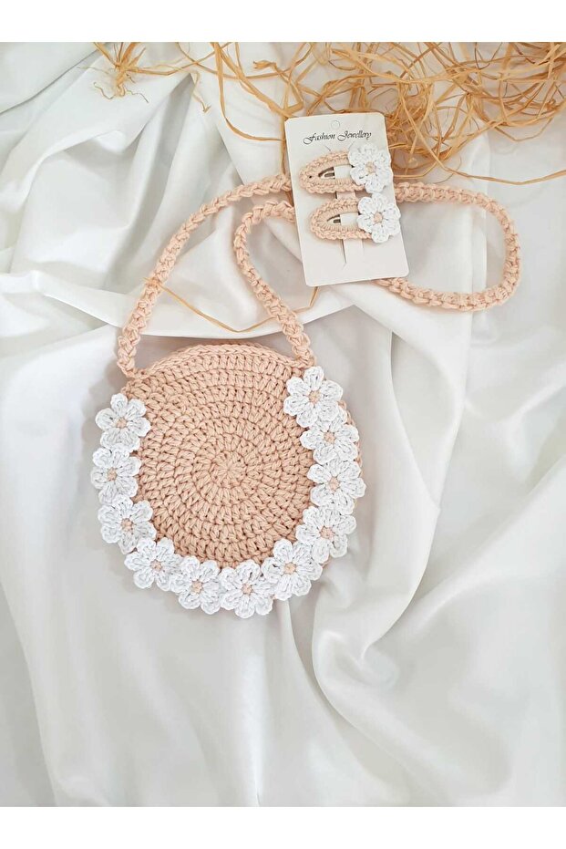 Handmade Floral Knitted Buckle and Crossbody Bag Set