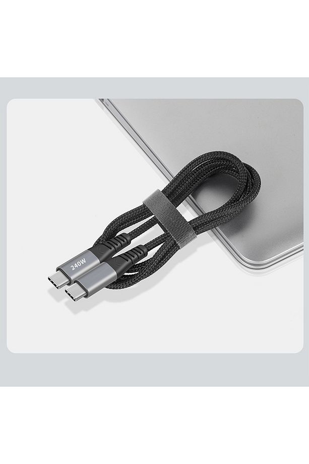 240W Type-C To Type-C Laptop Telefon Hızlı Data ve Şarj Kablosu SİYAH - 6