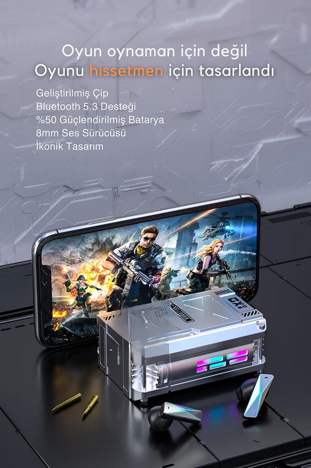 DX-08 Gaming Oyuncu Kulaklığı 3D Sound/ANC Ios Ve Android Tüm Telefonlara Uyumlu Bluetooth Kulaklık - 5