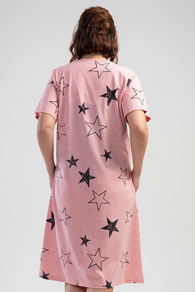 Plus Size Short Sleeve Zipped Pocket Home Dress
,110012