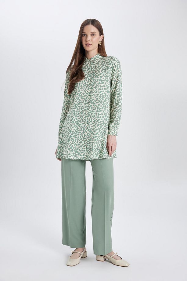 Regular Fit Leopar Desenli Uzun Kollu Gömlek Tunik Z5833az24sp - 2