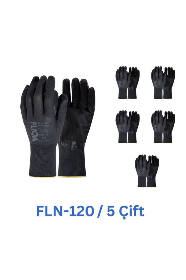 FLN-120 1/2 Nitril Hassas Eldiven Siyah - 5 Çift - 1