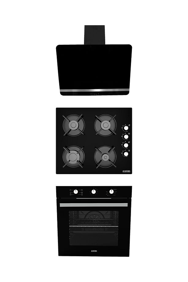 NEW 614 SİYAH CAM 3'LÜ ANKASTRE SET [BİNDESİT-GLS640-MFA614] - 1