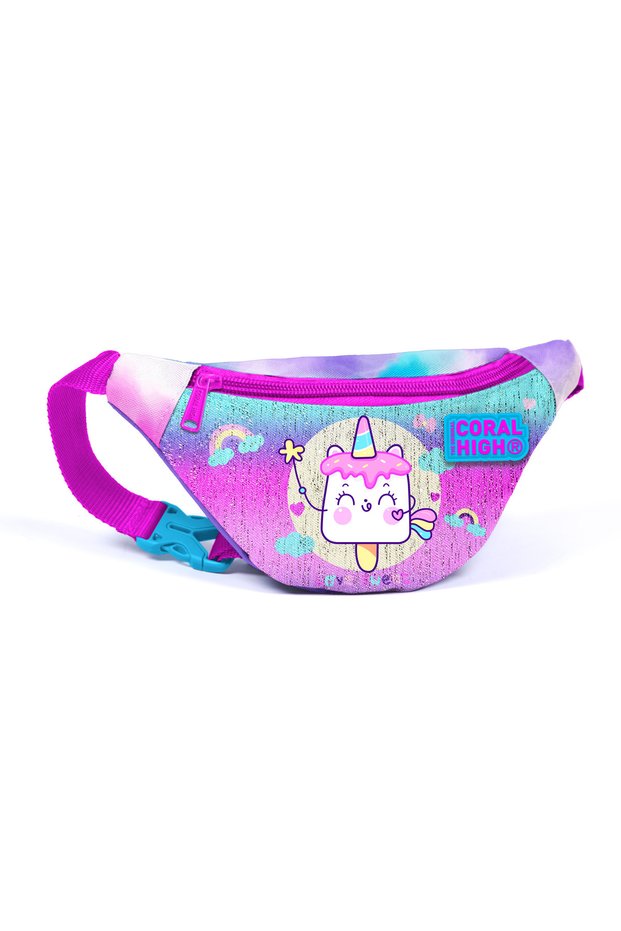 Kids Colorful Tie Dye Unicorn Ice Cream Pattern Waist Bag 12635