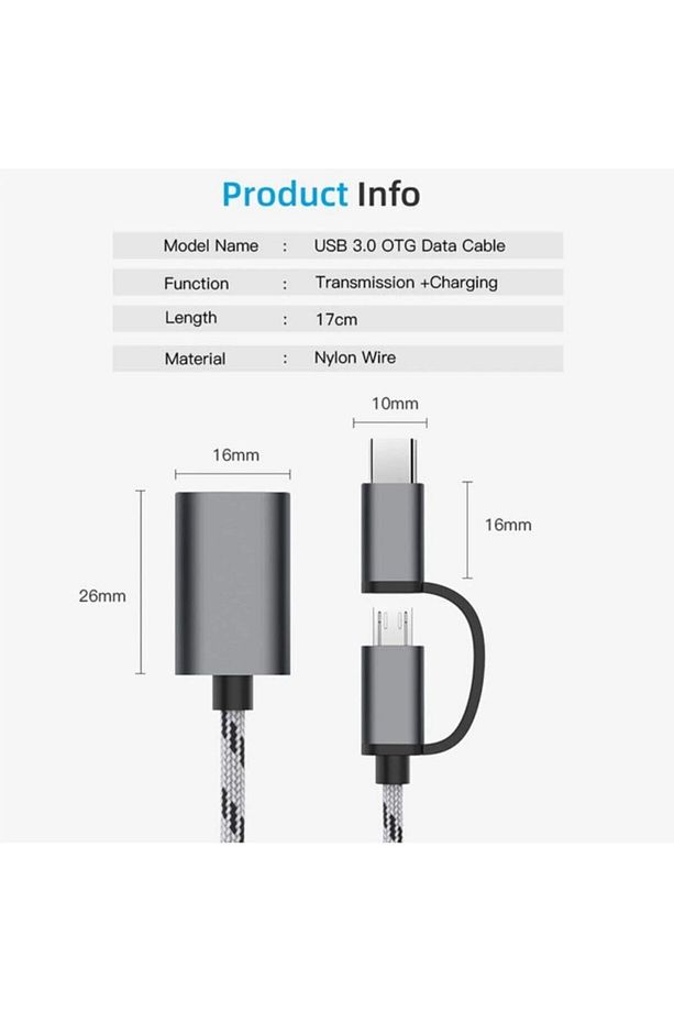 4901 Usb 3.0 Otg To Type C Micro Usb Data Şarj Çevirici Dönüştürücü Adaptör - 8