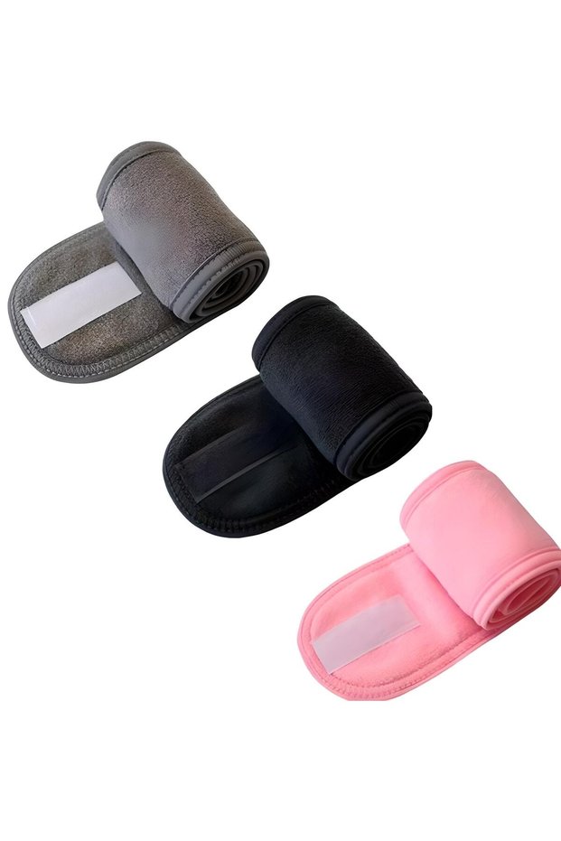 3-Piece Towel Hair Band Velcro Makeup Headband Athlete Hair Band