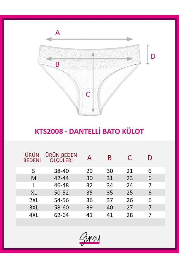 Kadın Karışık Renkler Pamuklu Dantelli Külot 5'li Set Kts2008 - 8