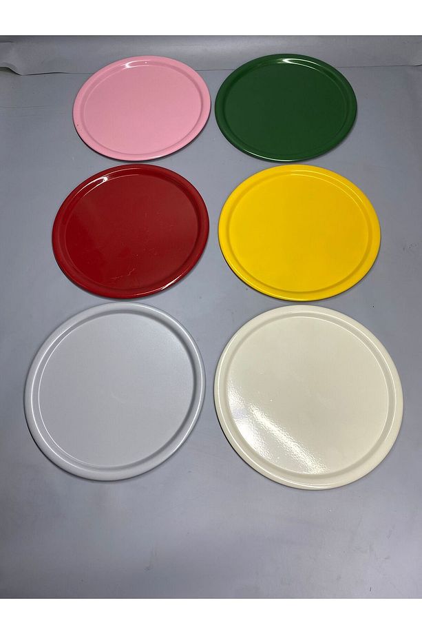 6'lı Mix Set Metal Tek Kişilik Dekoratif Mum, Çay, Kahve Ve Pasta Servisi Sunum Tepsisi 23 Cm - 2