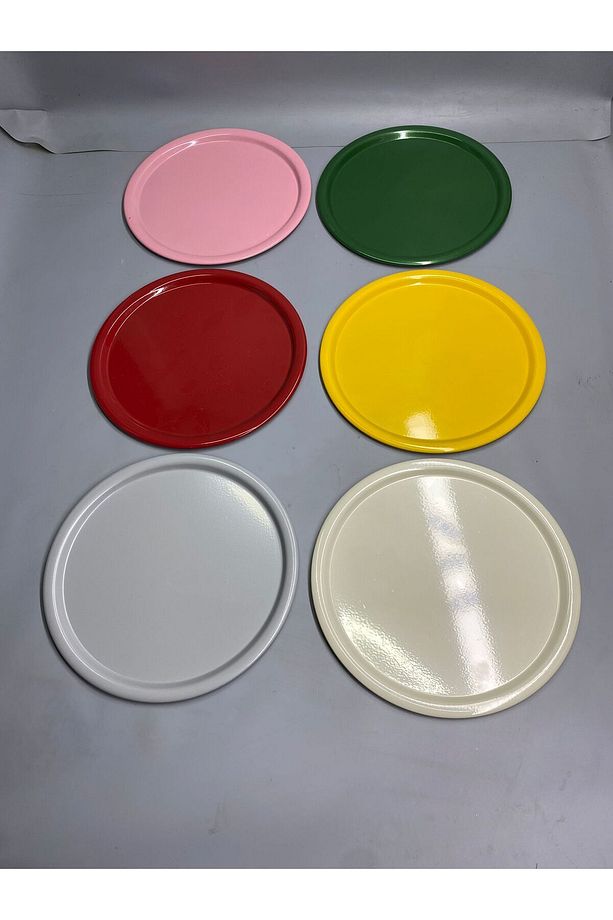 6'lı Mix Set Metal Tek Kişilik Dekoratif Mum, Çay, Kahve Ve Pasta Servisi Sunum Tepsisi 23 Cm - 3