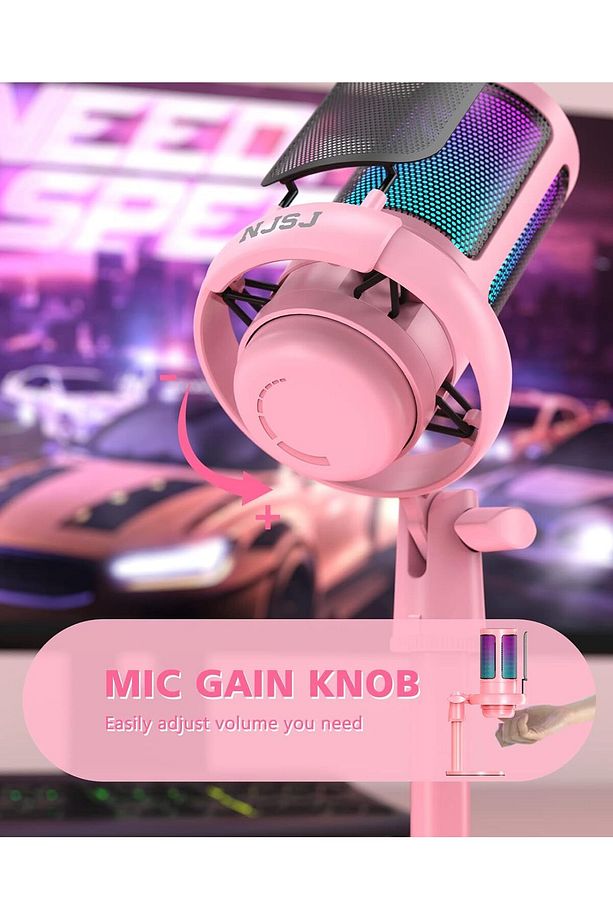 USB Oyun Mikrofonu Dokunmatik Sessize Alma, RGB Aydınlatma PC/PS4/PS5/Mac/Telefon Kondenser Mikrofon - 4