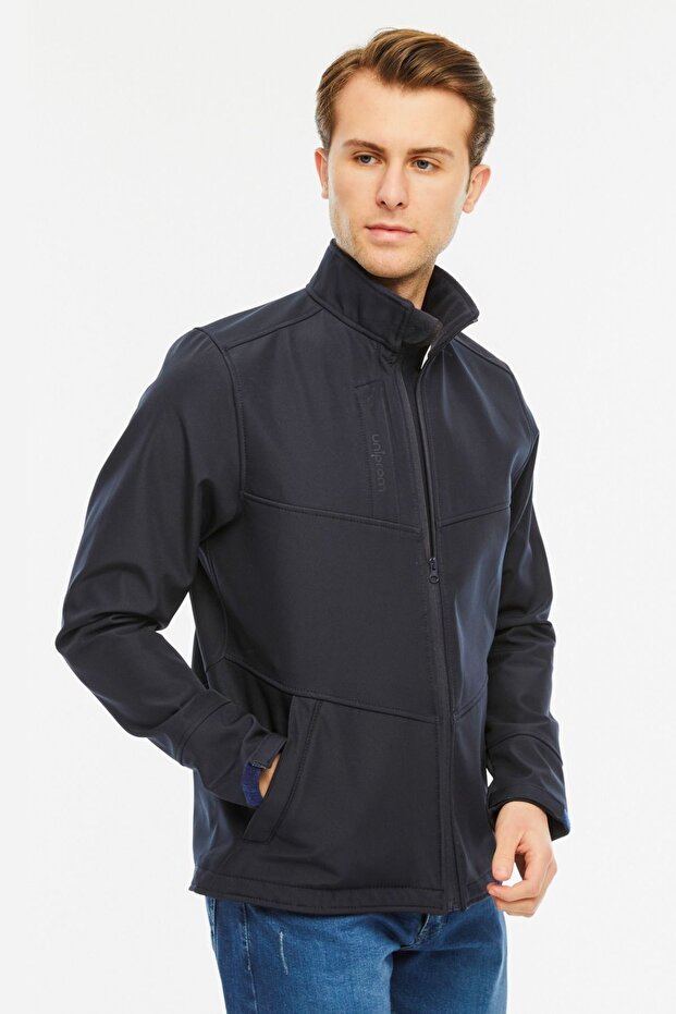 Softshell Coat with Fleece Inside Water and Windproof Pro Model Navy Blue Men - 3