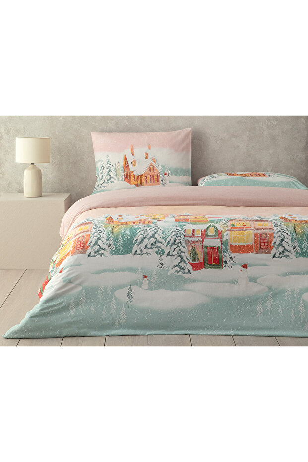 Afterglow Digital Printed Soft Cotton Double Duvet Cover Set Light Seledon