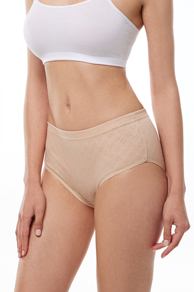 Women's Skin 6 Pack 100% Cotton High Waist Jacquard Slip Panties 351