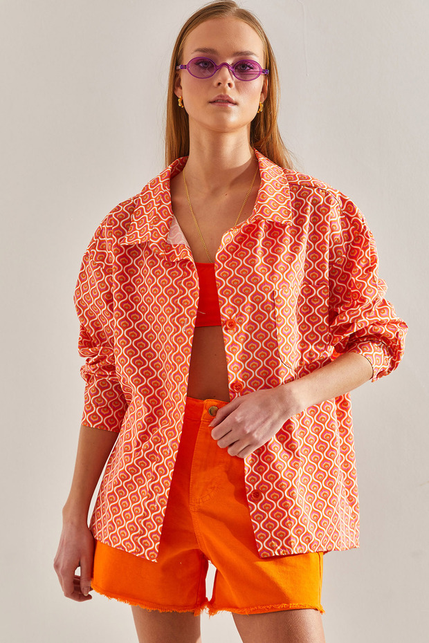 Women's Orange Patterned Shirt 60111080