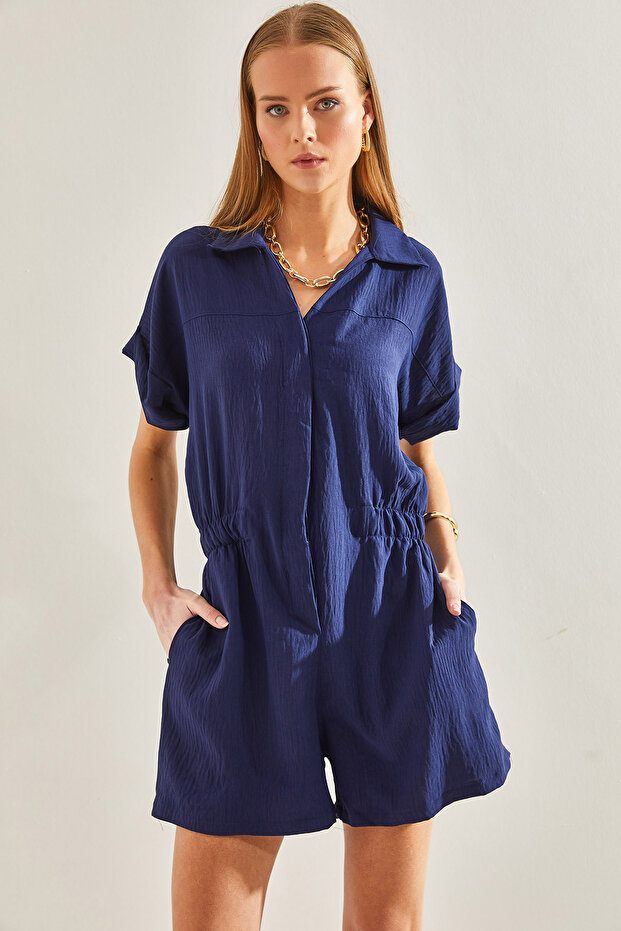 Kadın Basic Beli Lastikli Tulum - 1