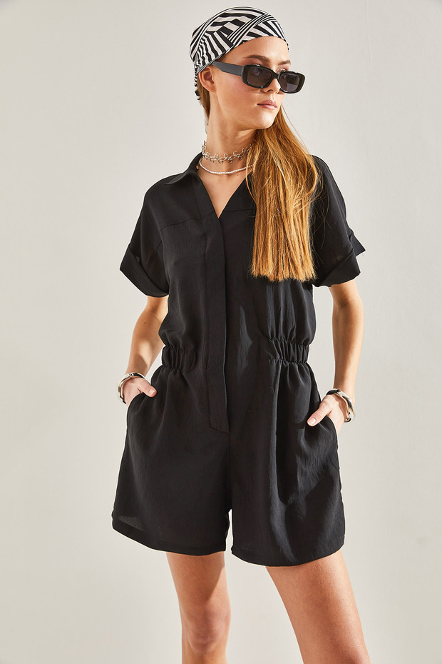 Kadın Basic Beli Lastikli Tulum - 5