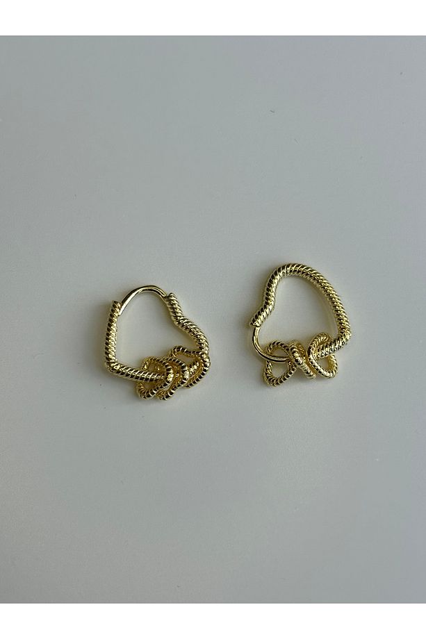 925 Gümüş Kalplş Mini Üç Kalp Figürlü Küpe Çift 1 CM - 1