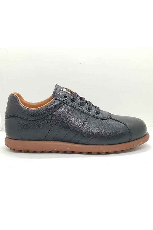 black lace-up casual shoes genuine leather rubber sole