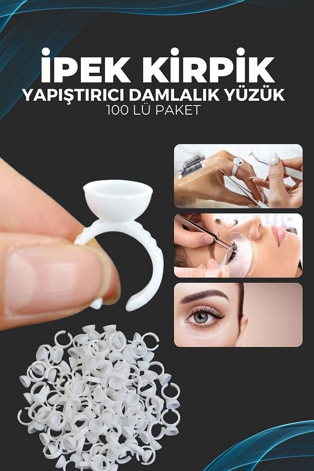 İpek Kirpik & Kalıcı Makyaj & Kirpik Lifting İşleminde Kullanılabilen Yüzük 100 Adet Beyaz - 1